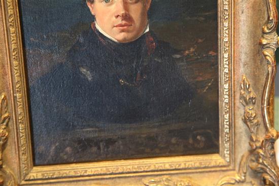 Early 19th century English School Portrait of a young man, 9.5 x 7.5in.